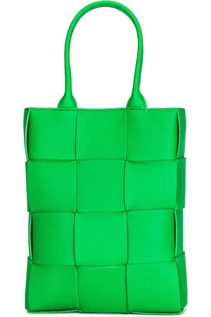 Bottega Veneta Small Cassette Tote Bag in Parakeet & Gold - Green. Size all.