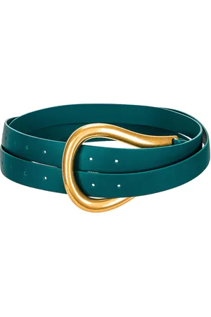 Bottega Veneta Leather Belt in Mallard & Gold - Green. Size L (also in M, S).
