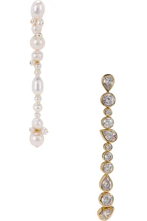 COMPLETEDWORKS CZ Stone Drop Earrings in 18k Gold Plate - Metallic Gold. Size all.