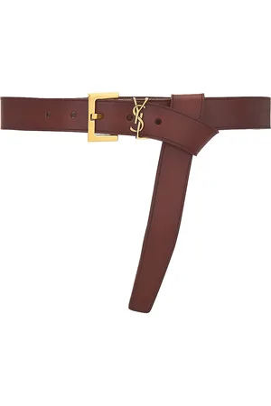 Saint Laurent Cassandre Long Belt in Dark Brown Chocolate & Brown Chocolate - Brown. Size 65 (also in 70, 85, 90).