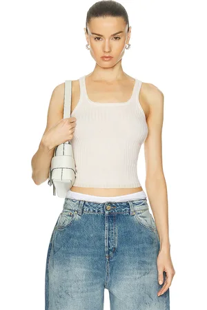 Guest In Residence Rib Tank Top in Cream - Cream. Size L (also in XL).