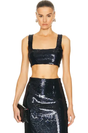 GALVAN Beating Heart Crop Top in Black Currant - Navy. Size 42 (also in ).