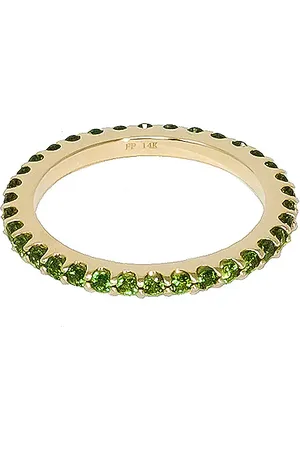 Fry Powers Pave Gem Stacking Ring in Green Tsavorite & 14K Yellow Gold - Green. Size 7 (also in ).