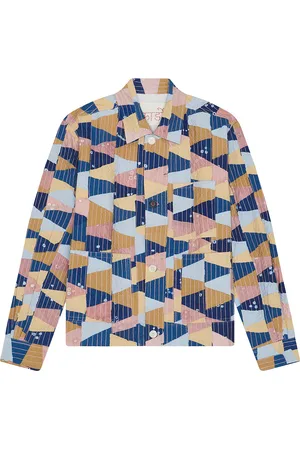 Kardo Bodhi Jacket in Small Patch Work - Blue. Size L (also in S, XL/1X).