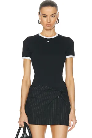 Courrèges Reedition Contrast T-shirt in Black & Heritage Black - Black. Size L (also in S, XS).