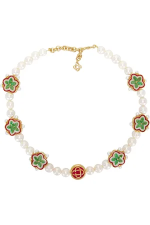 Casablanca Gradient Flower Short Necklace in Multi - Ivory. Size all.