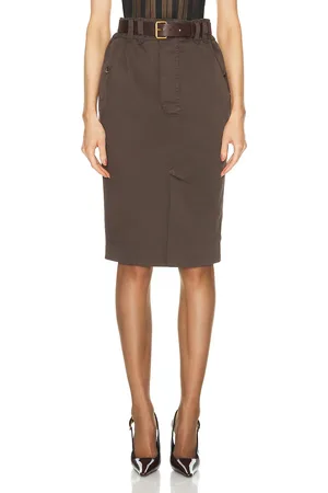 Saint Laurent Pencil Skirt in Dark Brown - Army. Size 27 (also in 28).