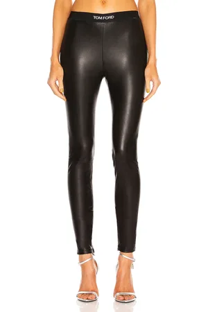 Tom Ford Leather Logo Waist Legging in Black - Black. Size 38 (also in 40).