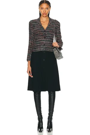 CHANEL Boucle Mix Tweed Coat in Multi Black - Black. Size 40 (also in ).