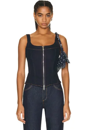 EB DENIM Rainy Corset in Midnight - Denim-Dark. Size S (also in XS).