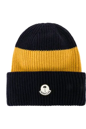 Moncler X Palm Angels Beanie in Navy Yellow Stripe - Yellow. Size all.