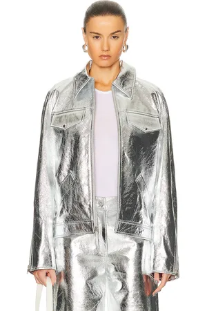 Interior The Sterling Jacket in Aluminum - Metallic Silver. Size M (also in S, XS).