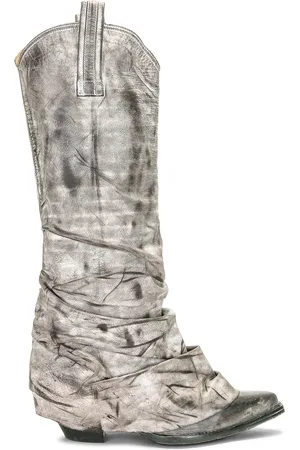 R13 Mid Cowboy Boots in Distressed Grey - Grey. Size 36 (also in ).