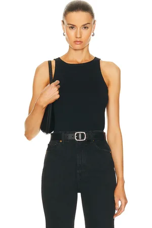 NILI LOTAN Jennifer Rib Tank Top in Dark Navy - Black. Size L (also in M).