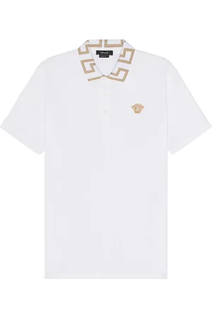 VERSACE Polo in Optical White - White. Size L (also in M, S, XL).