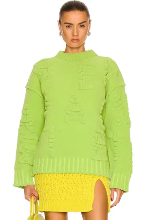 Bottega Veneta Alphabet Chenille Knit Sweater in Caterpillar - Green. Size M (also in S, XS).