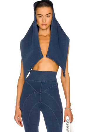 Alaïa Knitted Hood in Blue Jeans - Denim-Dark. Size all.