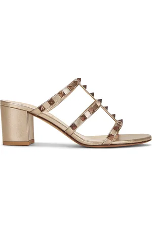 VALENTINO GARAVANI Rockstud Slide in Skin - Metallic Neutral. Size 36.5 (also in 41).