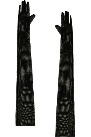 Norma Kamali Long Gloves in Black Mesh - Black. Size M/L (also in XS/S).