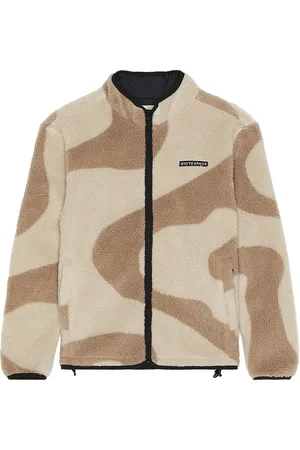 Whitespace Cinchable Sherpa Fleece Zip Up Jacket in Peyote & Taupe - Brown. Size S (also in ).