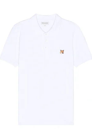 Maison Kitsuné Fox Head Patch Regular Polo in White - White. Size L (also in M, S, XL/1X).