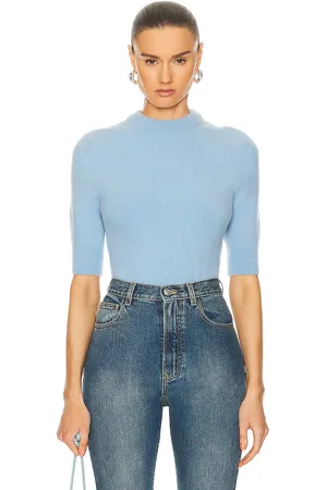 Alaïa Cropped Jumper Sweater in Ciel - Blue. Size 38 (also in ).