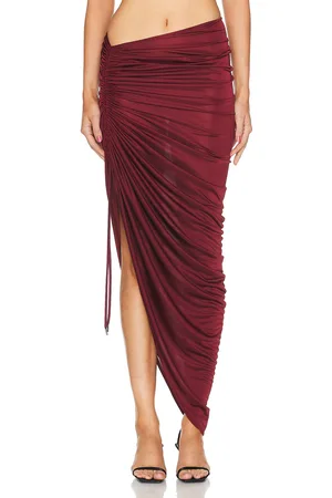 Atlein Asymmetric Ruched Skirt in Coa Wine - Burgundy. Size 40 (also in ).