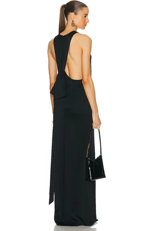Saint Laurent Satin Maxi Dress in Noir - Black. Size 40 (also in 42).