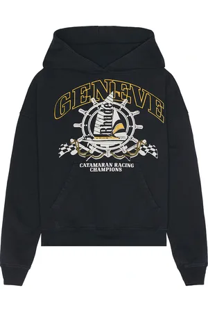 Rhude Geneve Catamaran Hoodie in Vintage Black - Black. Size L (also in M, XL/1X).