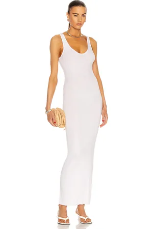ENZA COSTA Silk Rib Ankle Length Tank Dress in White - White. Size L (also in M, S, XS).