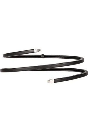 Bottega Veneta Leather Snake Belt in Black & Silver - Black. Size S (also in M).