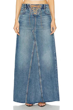 GRLFRND Indira Laced Maxi Skirt in Nashville - Denim-Medium. Size 23 (also in 24).