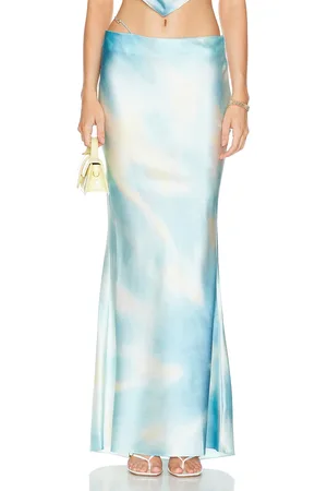 SER.O.YA Silvana Maxi Skirt in Cloud Tie Dye - Blue. Size XL (also in ).