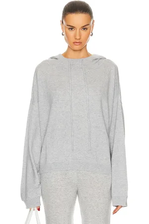 Loulou de Saison Linosa Cashmere Hoodie in Grey Melange - Grey. Size M (also in ).