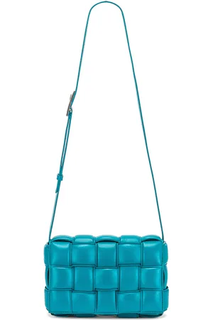 Bottega Veneta Padded Cassette Bag in Blaster & Silver - Teal. Size all.