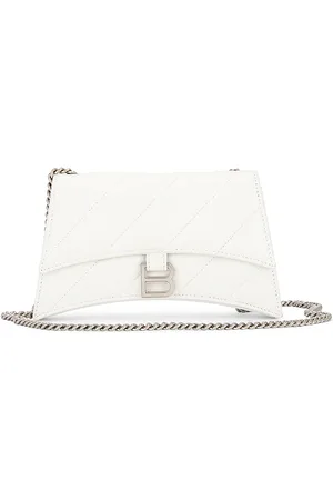 Balenciaga Crush Wallet On Chain in Optic White - White. Size all.