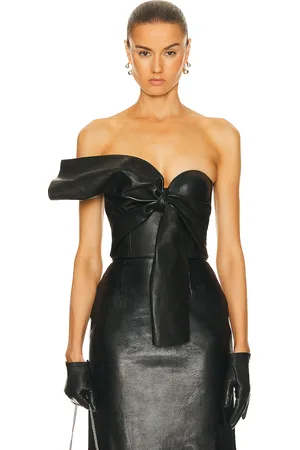 Alexander McQueen Draped Knot Bustier Top in Black - Black. Size 36 (also in ).