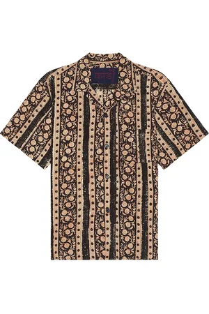 Kardo Ronen Shirt in Crochet Block Print - Brown. Size S (also in ).
