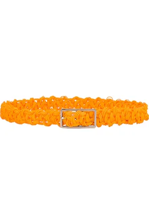 Bottega Veneta Rubber Intreccio Crochet Belt in Tangerine & Silver - Orange. Size all.