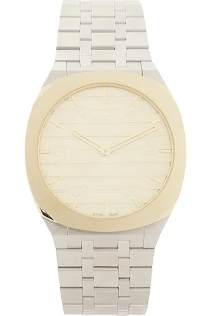 Gucci GG Golden Brass Dial Watch in Stainless Steel - Metallic Silver. Size all.