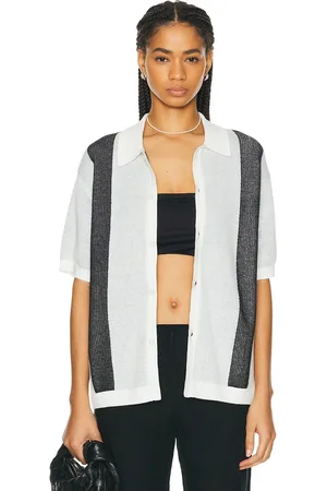 WAO Short Sleeve Knit Shirt in White & Black - White. Size S (also in XS).