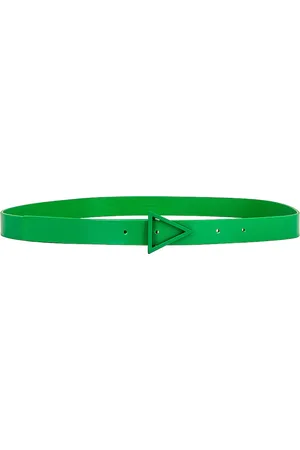 Bottega Veneta Triangle Spazzolato Belt in Parakeet & Silver - Green. Size 65 (also in 80).