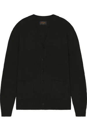 Beams Elbow Patch Cardigan in Olive - Green. Size M (also in ).
