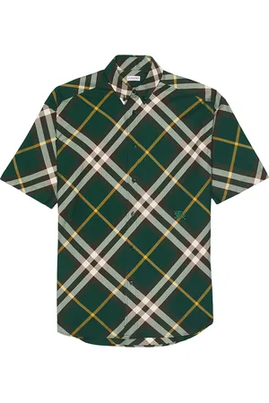 Burberry Short Sleeve Check Pattern Shirt in Ivy - Green. Size M (also in ).