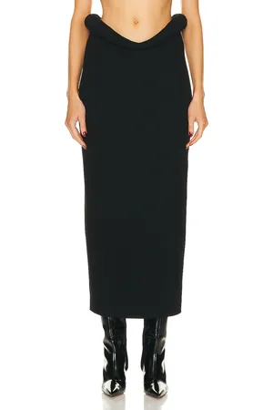 Bottega Veneta Viscose Compact Frise Skirt in Black - Black. Size 34 (also in 38).