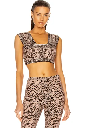 Alaïa Jacquard Print Fitted Top in Chair & Noir - Blush. Size 38 (also in 42).
