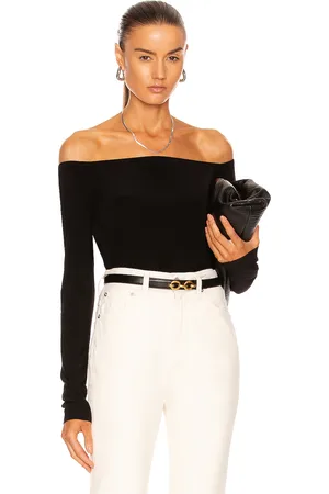 Norma Kamali Long Sleeve Off Shoulder Top in Black - Black. Size L (also in M, S, XL, XS).