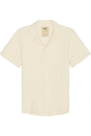 Oas Ecru Cuba Waffle Shirt in Off White - Cream. Size L (also in M, S, XL/1X, XXL/2X).