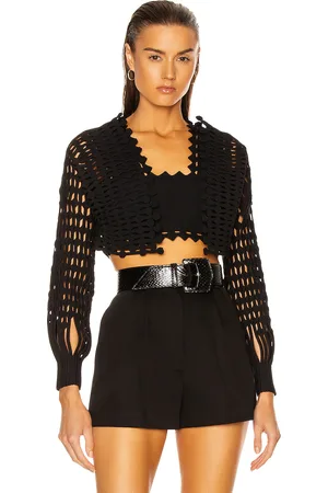 Alaïa Knit Lace Top in Noir - Black. Size 40 (also in ).