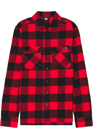 Dickies Sacramento Long Sleeve Shirt in Red Plaid - Red. Size M (also in ).